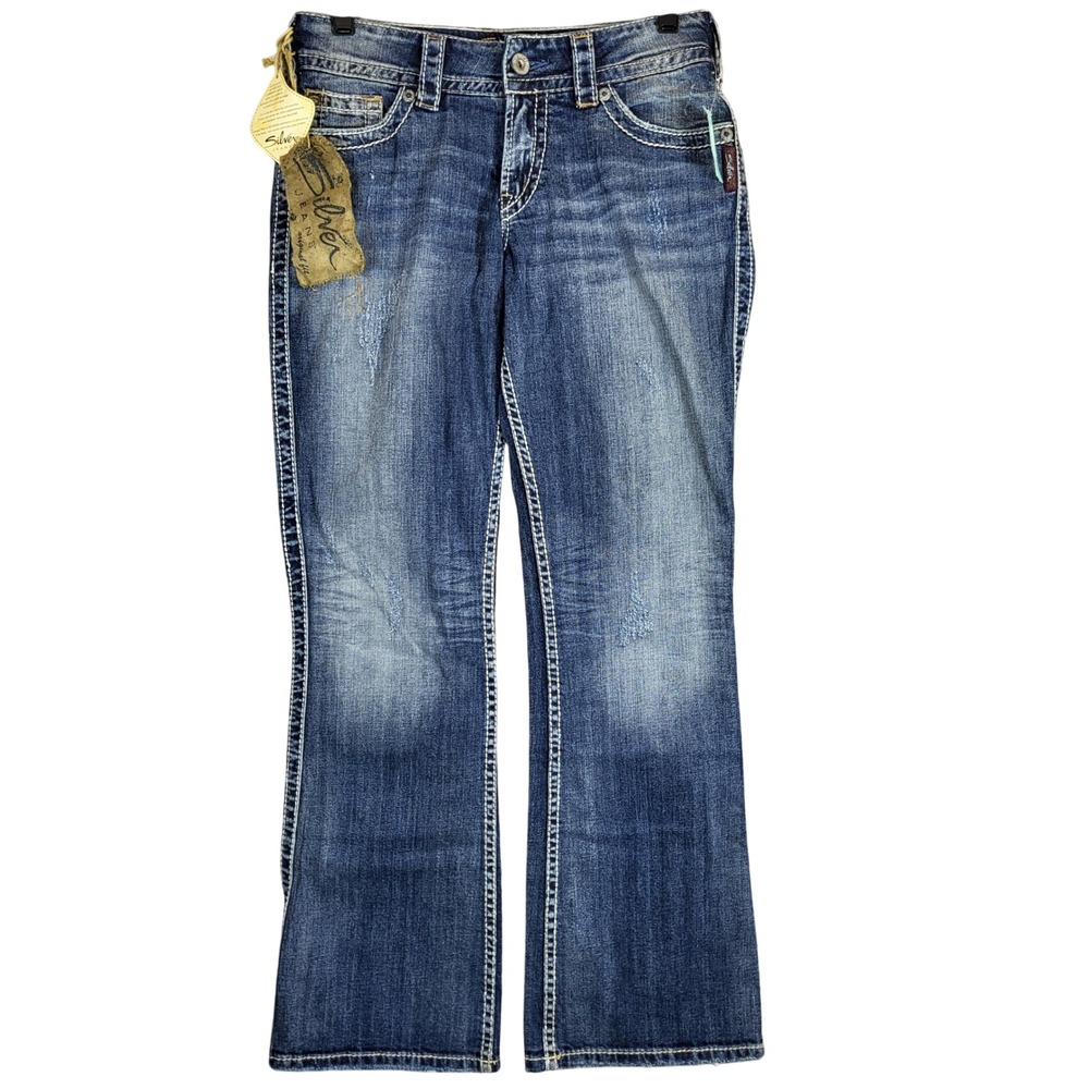 Silver Jeans Suki Surplus‎ Bootcut Distressed Wash Womens Denim Jeans 28x30